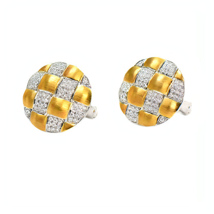 18K Gold Diamond Braided Craft Earrings – Stylish & Unique