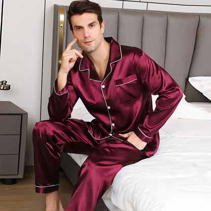 Pijama holgado de manga larga para hombre, talla grande