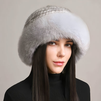 Gorro de pelo de visón para mujer, piel trenzada, invierno