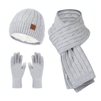 Conjunto de tres piezas de guantes y gorro