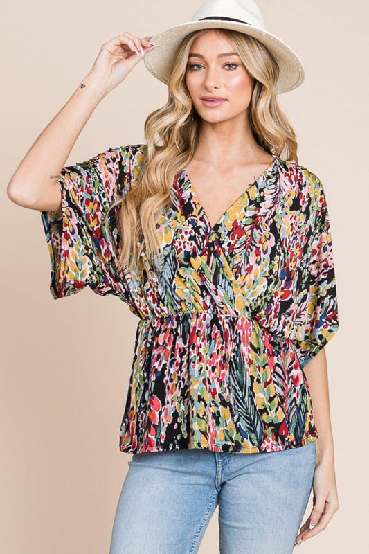 Bombom Printed Purplice Peplum Blouse