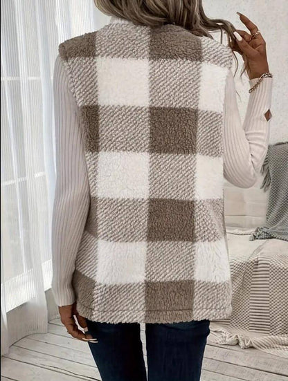 A.1 Coat Loose Plaid Color Stitching Knitted Cardigan Sweater Women