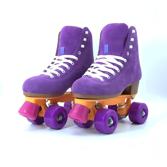 Patines de ruedas de ante morado para niños