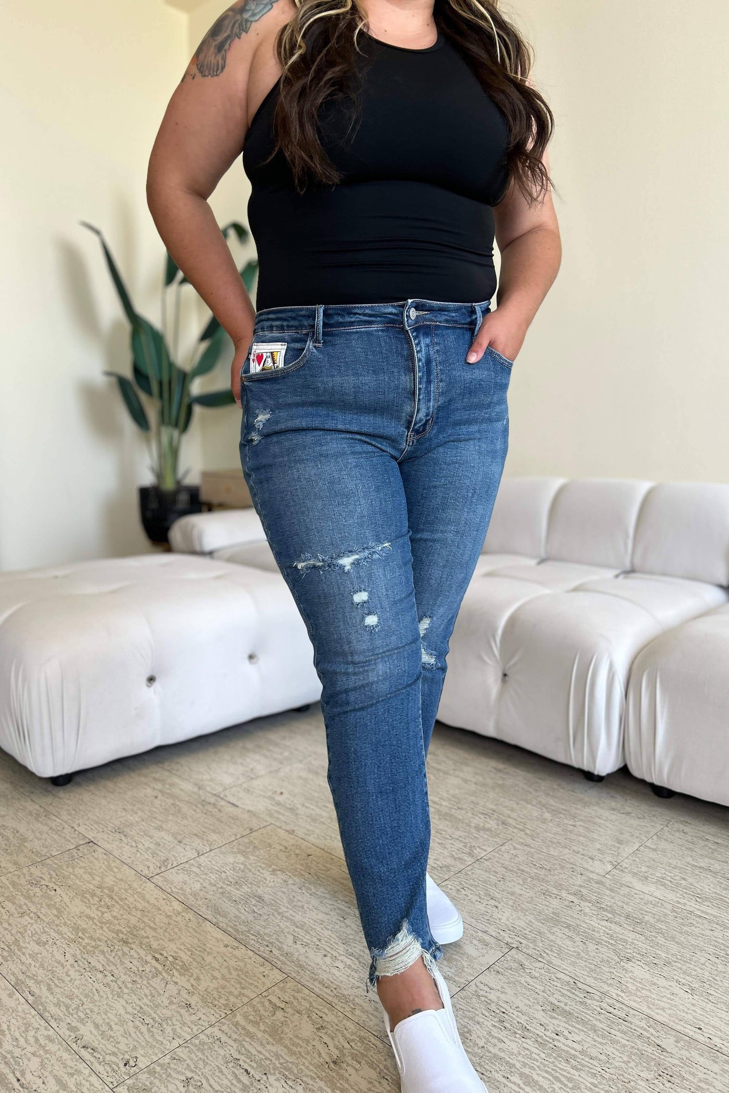 Judy Blue em tamanho grande Rainha de Coin Pocket Bf Jeans