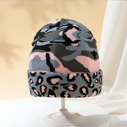 Camo Leopard Pattern Fashion Outdoor Autumn And Winter Warm Printing Women's Hat