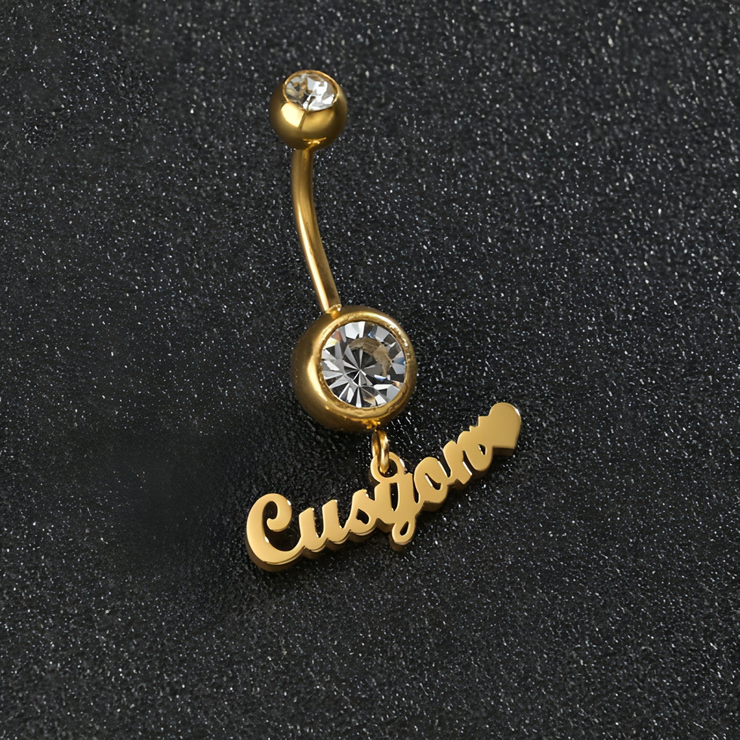 Custom Zircon Alphabet Belly Button Ring – Personalized Body Jewelry