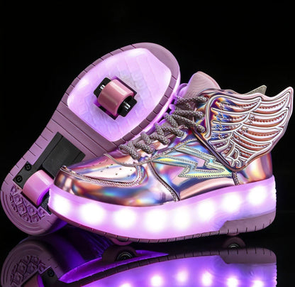 Zapatos con luces LED de doble rueda, patines para estudiantes