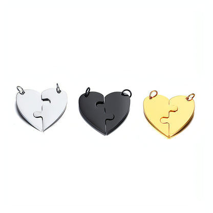 Titanium Steel Heart-Shaped Friendship Pendant – Two-Piece Jewelry