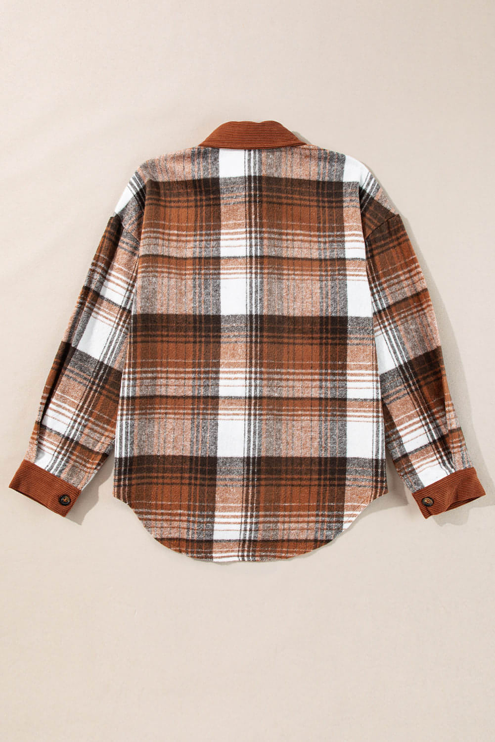 Kanel Plaid Corduroy Patchwork bröstficka hyttar