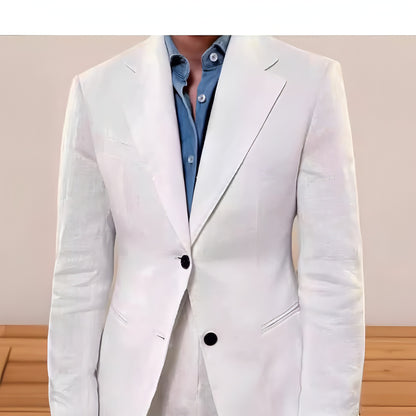 Traje de lino puro de primavera para hombre, color liso