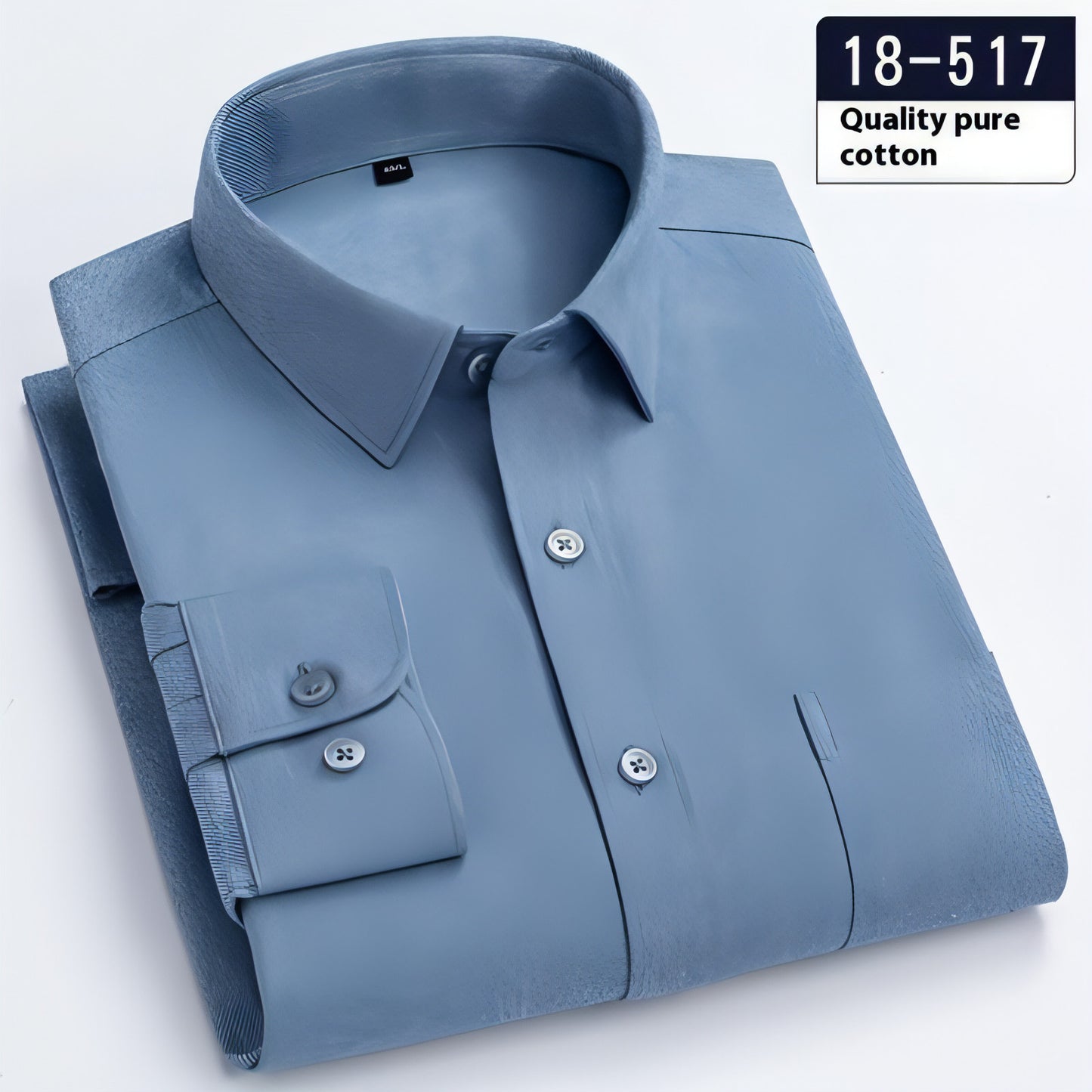 Men's Long Sleeve Solid Color Pocket Light Business DressShirt