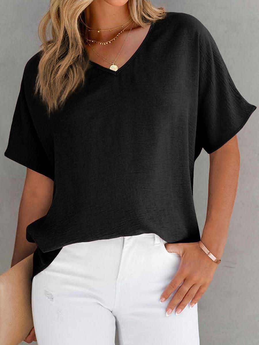 Leisure Solid Color T-shirt Women