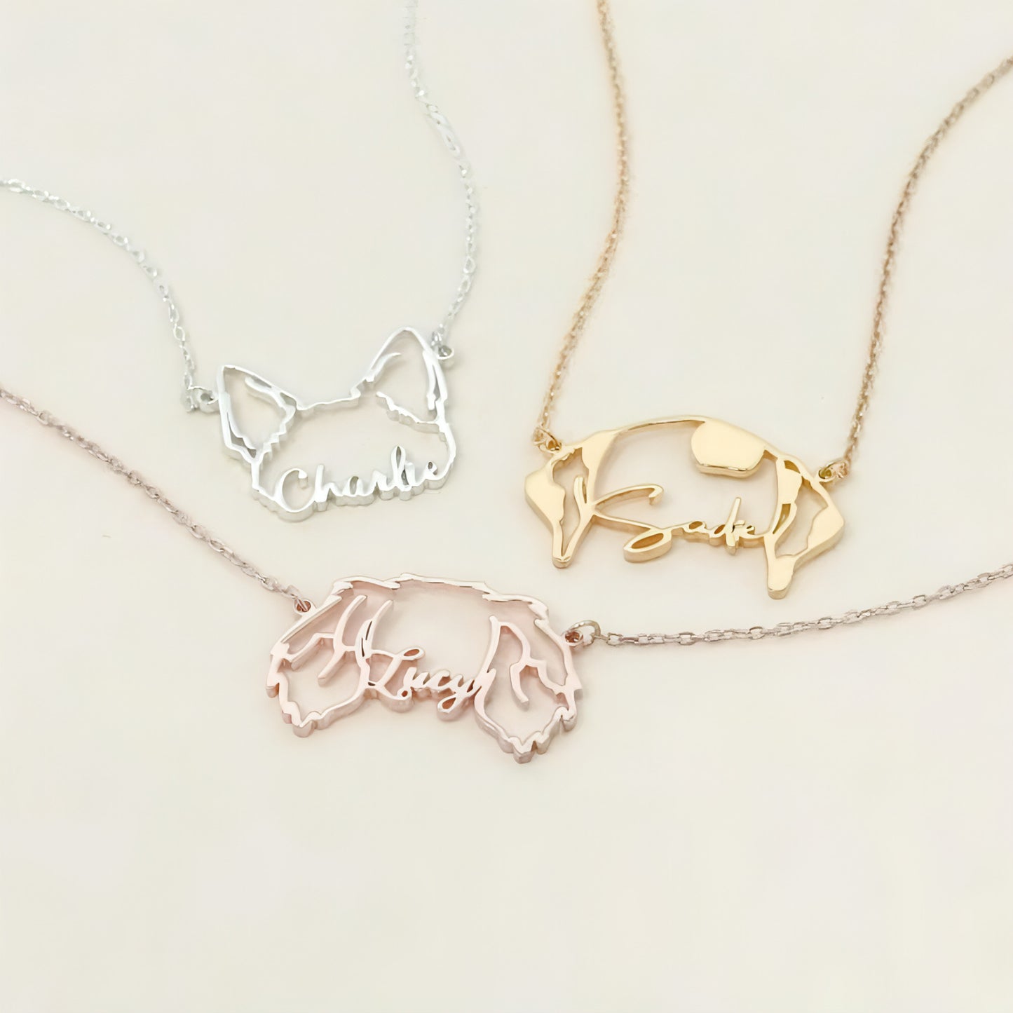 Stainless Steel English Letter Name Necklace DIY Hollowed Out Cat And Dog