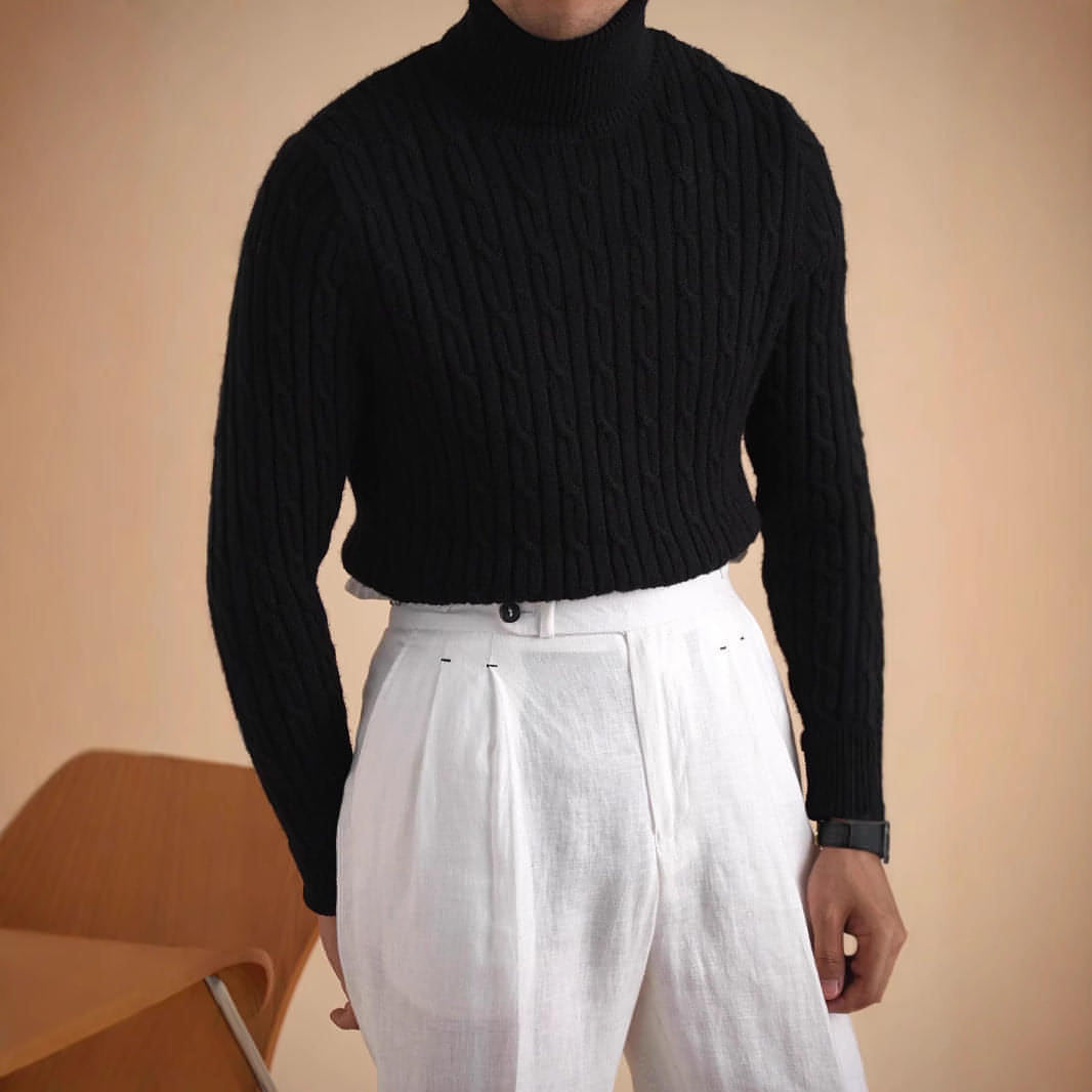 Turtleneck tröja herr långärmad avslappnad