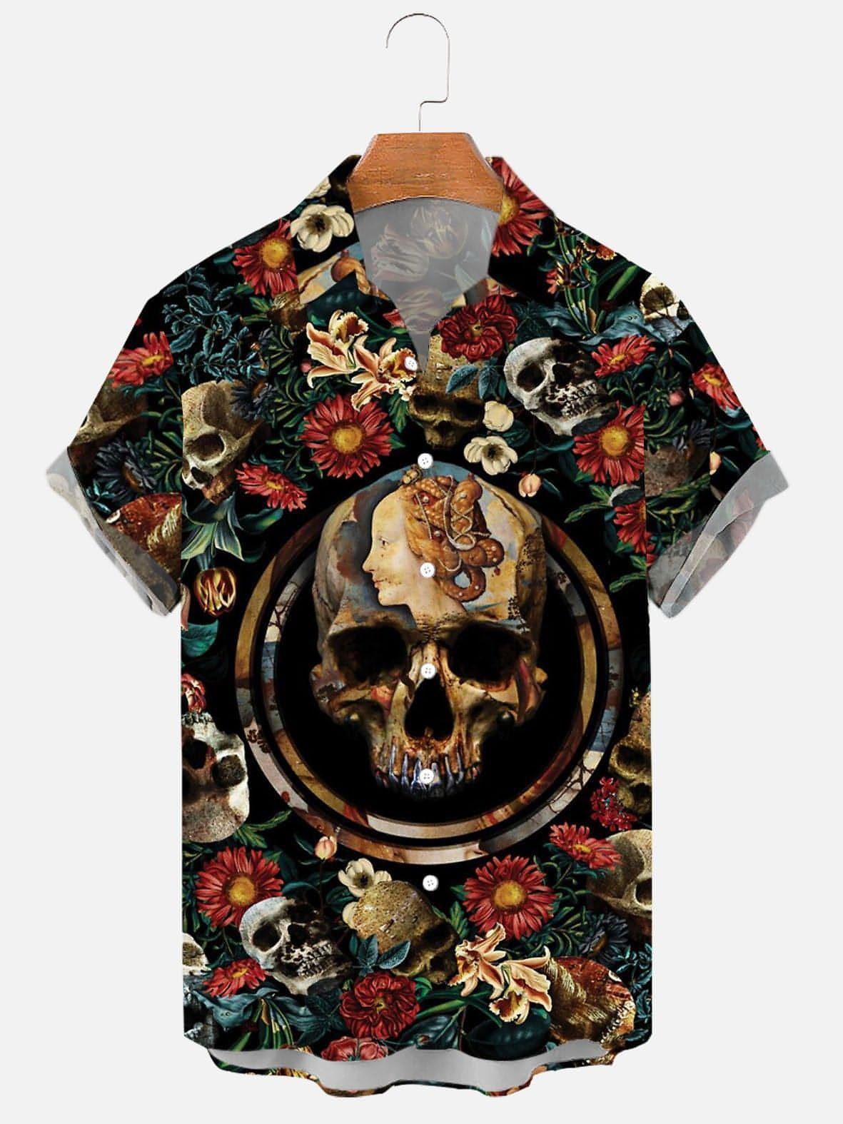 Skull & Roses Printed Men's DressShirt