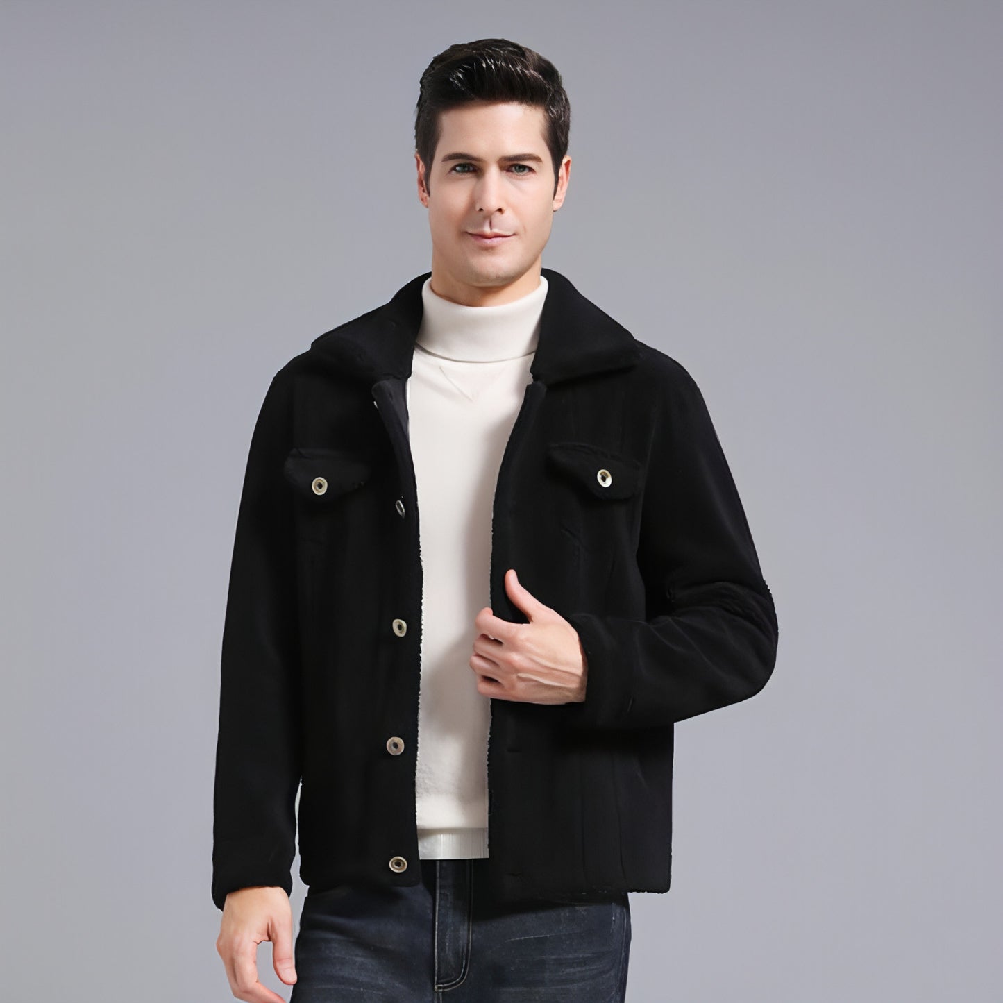 Grain Fleece Men Jacket Autumn And Winter New Style