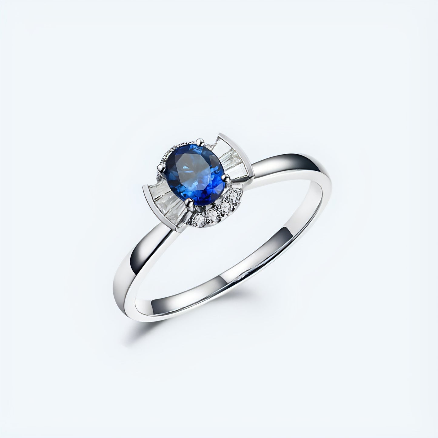 Sapphire & Diamond Inlaid 18K Gold Women's Ring