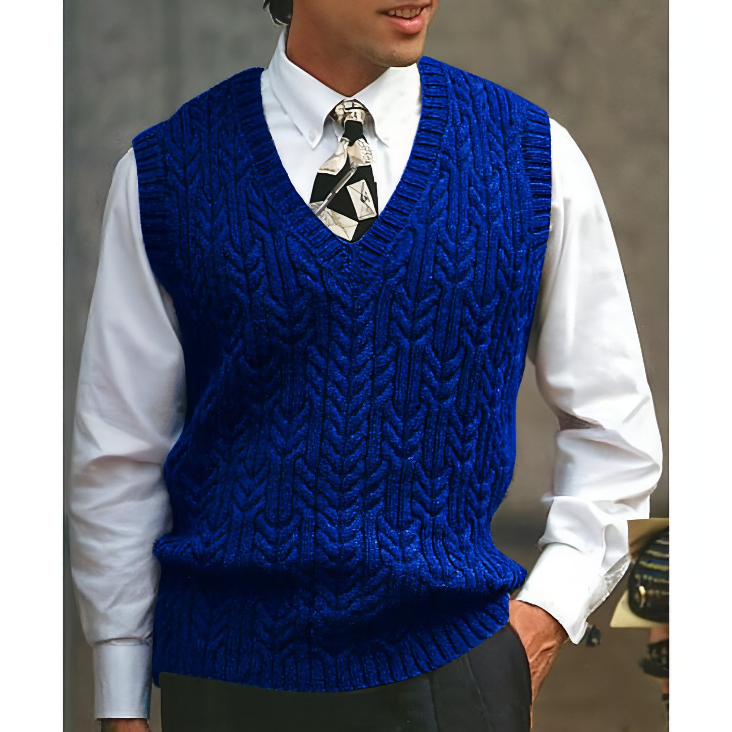 Knitted Vest V-neck Sweater Solid Color Casual