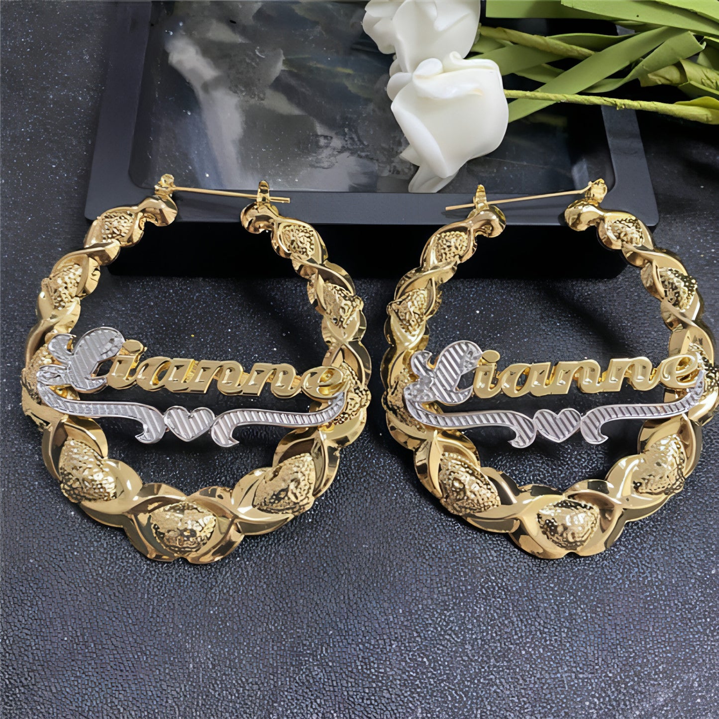 Ins Wind Alloy Carved Name Earrings