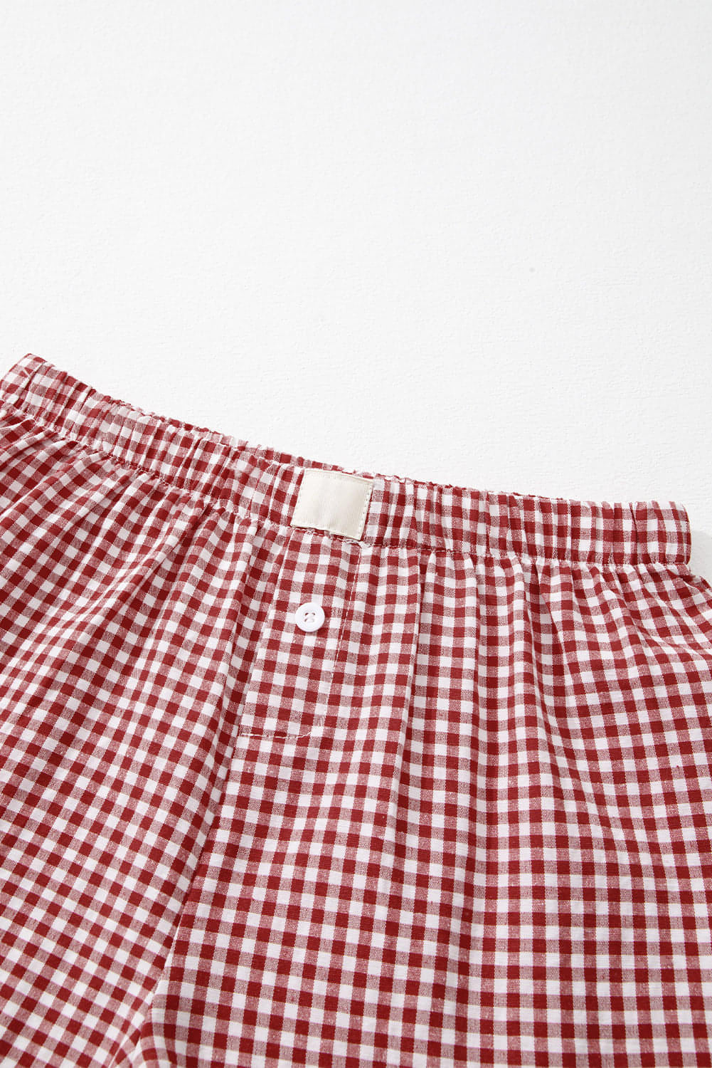 Gingham de Gingham vermelho de shorts de cintura alta