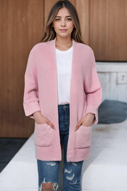 Roze oversized vouw over mouw open voorste vest