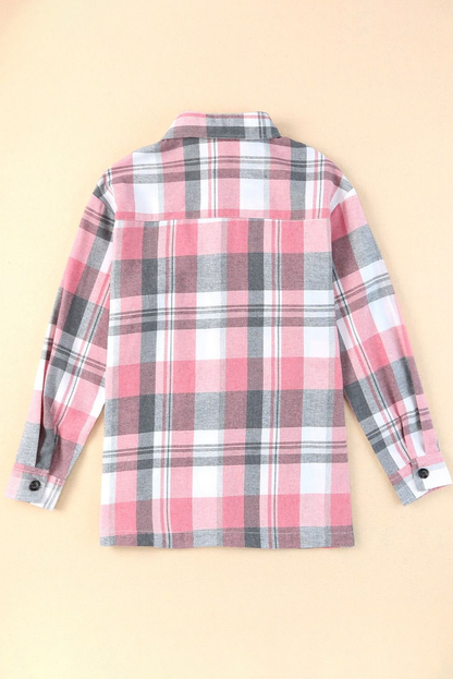 Rosa Plaid -Knopf -Up -Patch -Pocket -Shirt