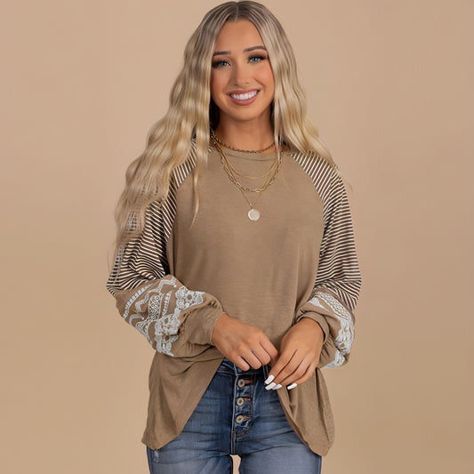 Sweater Roul Round Neck Mangas compridas top para mulheres