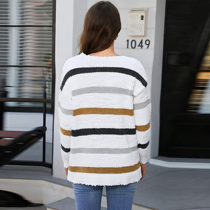 Women's Fashion Striped Printed Long Sleeves Sweater (T-Shirt)