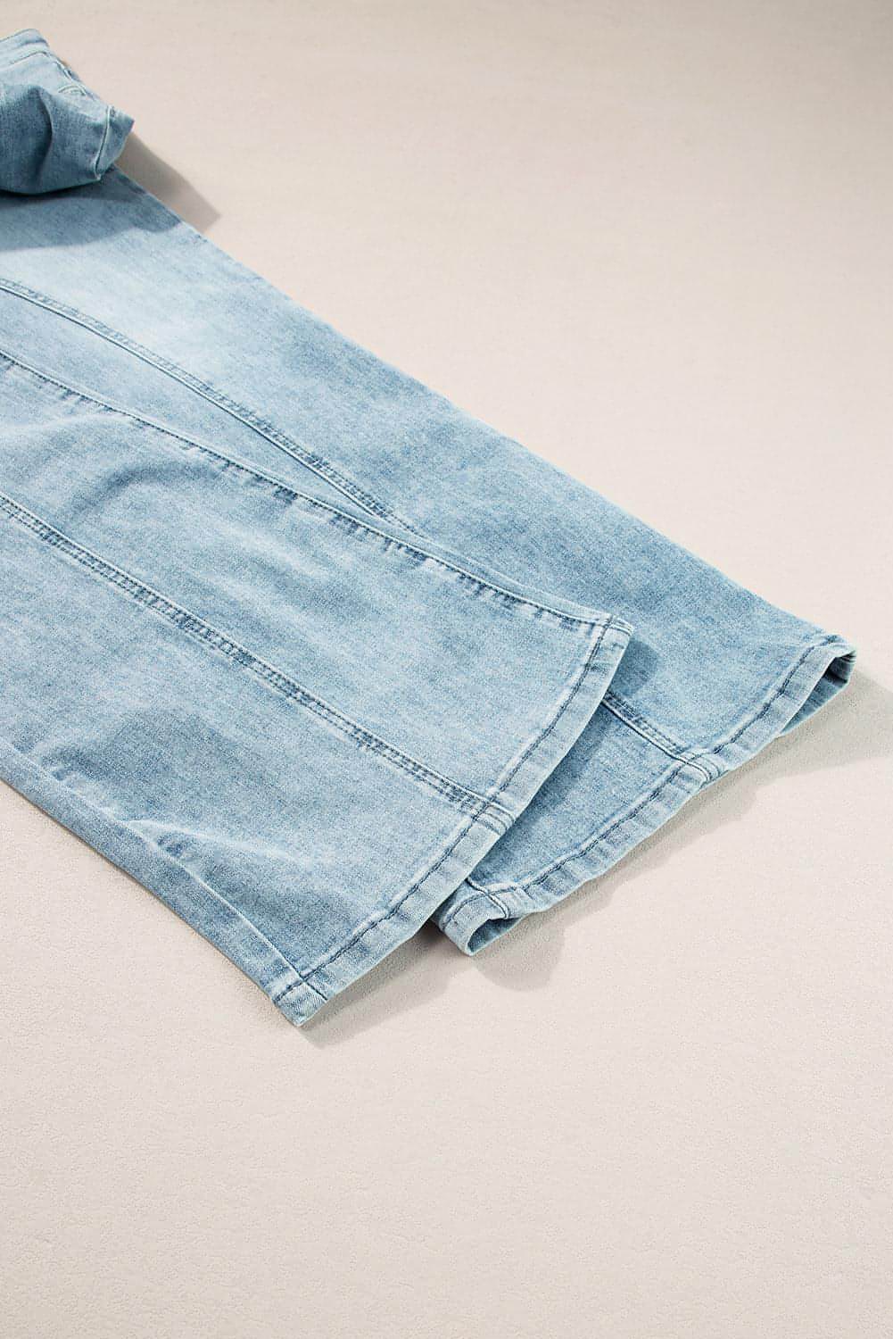 Dämmerung Blue Säure waschen extra breites Bein hohe Taille lange Jeans