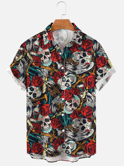 Skull & Roses Printed Men's DressShirt