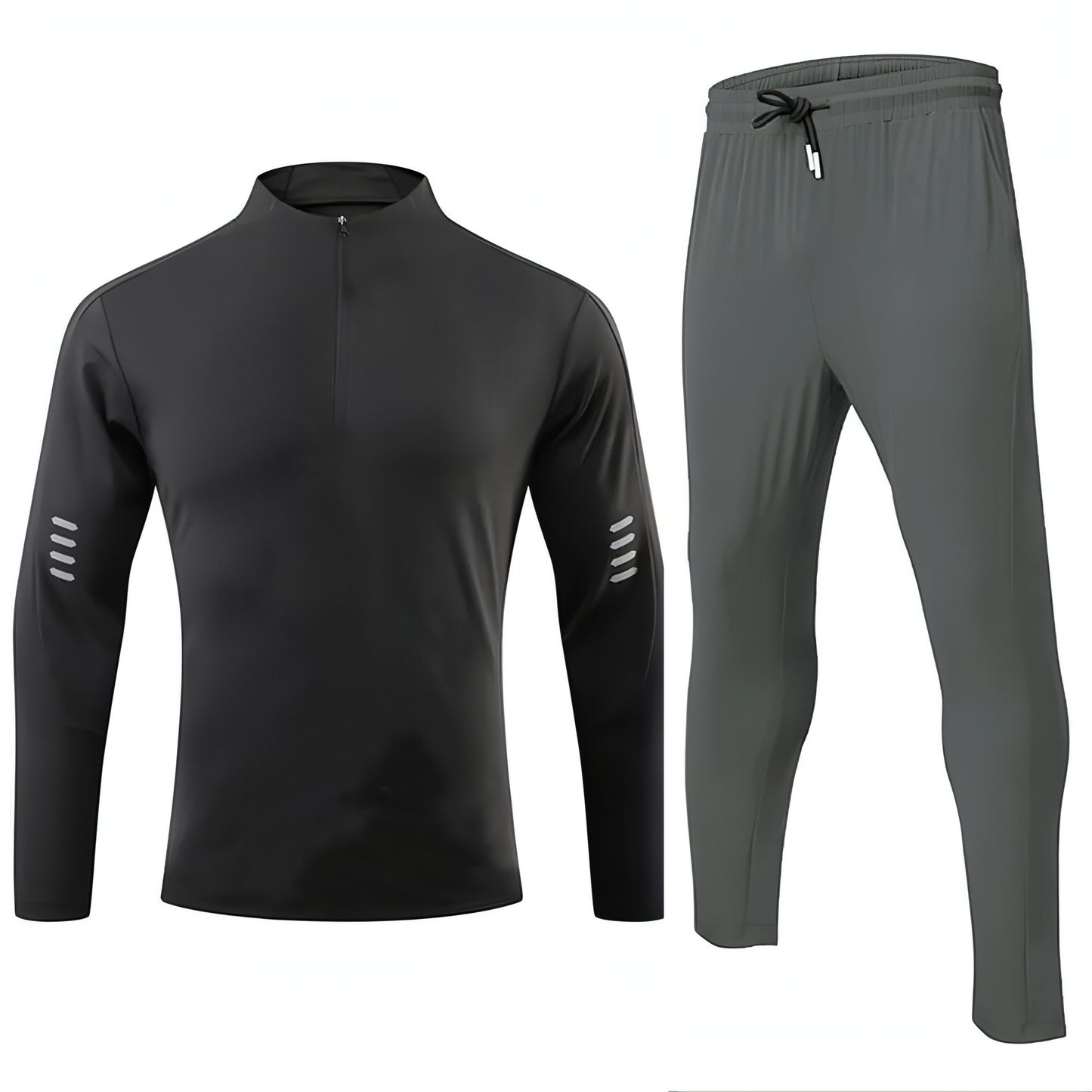 Sports Fitness Men's Long Sleeve Top Zip-up Shirt Trousers Two-piece Suit