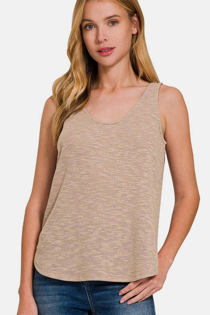 Zenana Tanktop mit abgerundetem Saum und Rundhalsausschnitt 