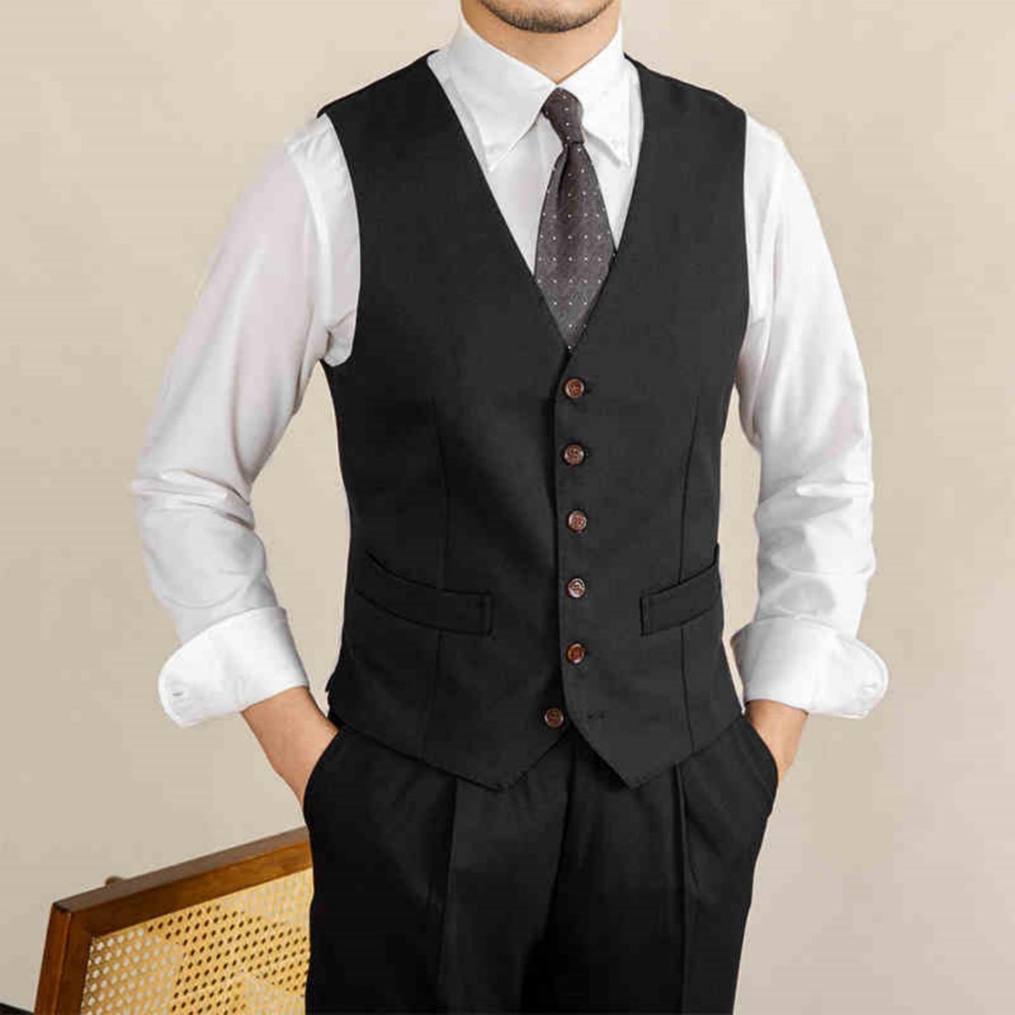 Retro Italian V-neck suit vest