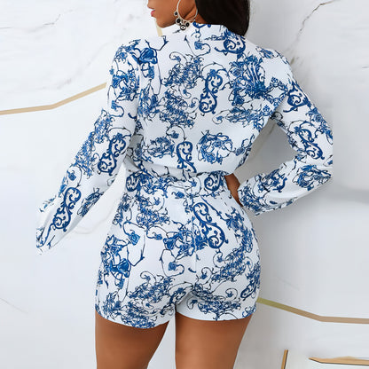 Printed long sleeve jumpsuit