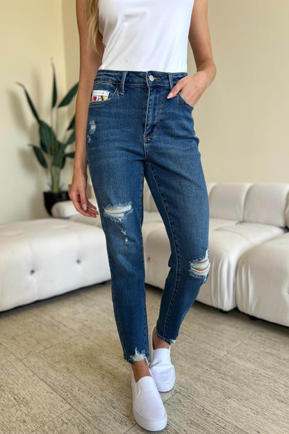 Judy Blue em tamanho grande Rainha de Coin Pocket Bf Jeans