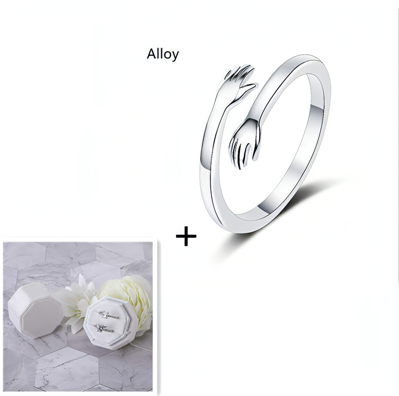 925 Sterling Silver Hug Ring – Adjustable Couple Jewelry