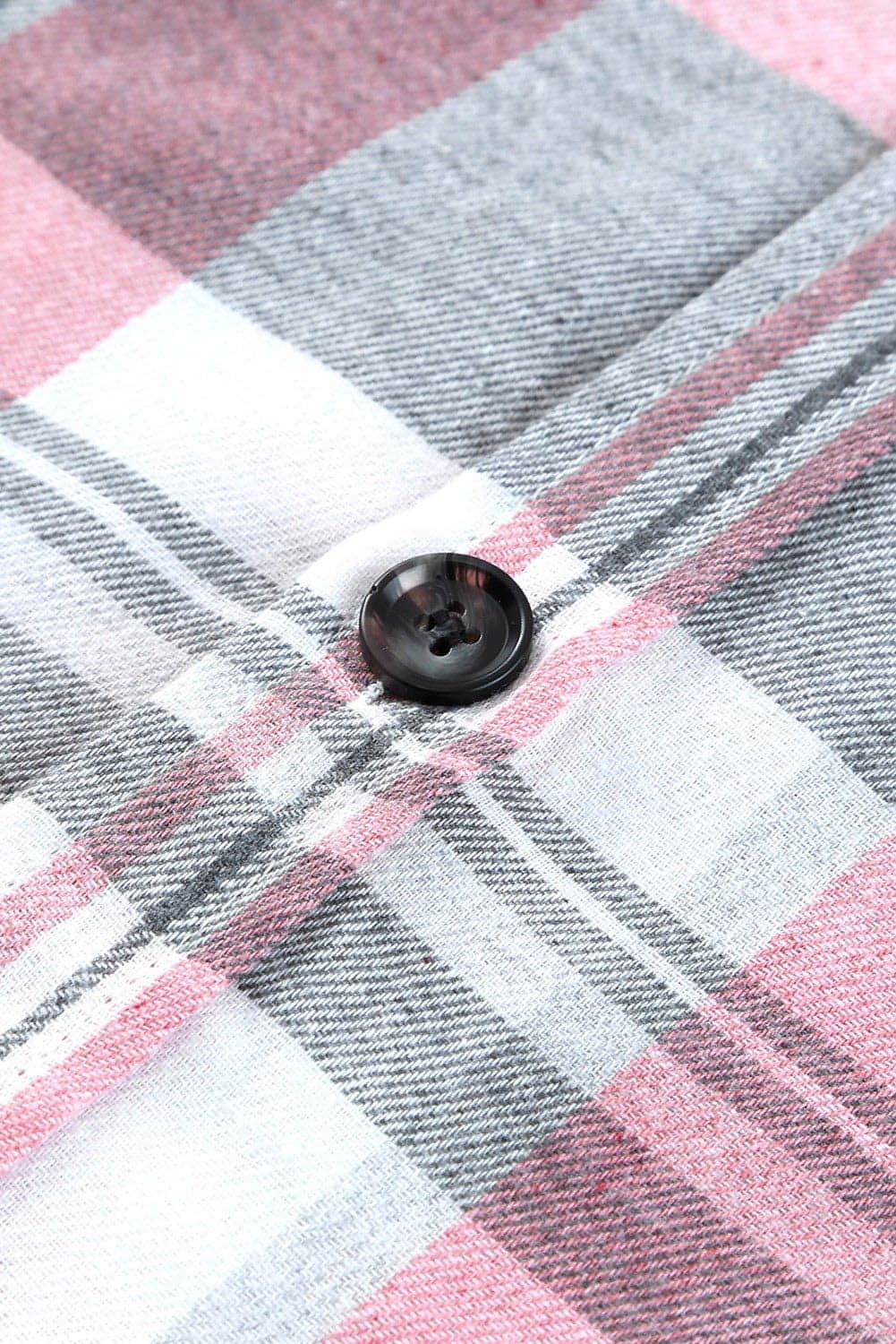 Rosa Plaid -Knopf -Up -Patch -Pocket -Shirt