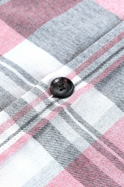 Rosa Plaid -Knopf -Up -Patch -Pocket -Shirt