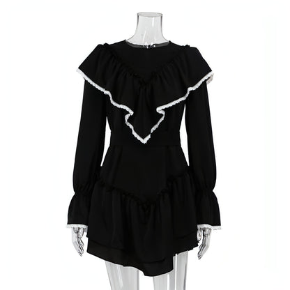 Women's Graceful And Fashionable Bell Sleeve Ruffle Dress