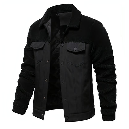 Men's New Jacket Fashion Casual Patchwork Lamb Wool Coat