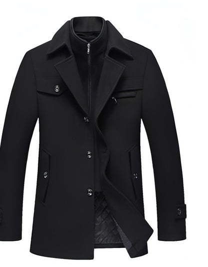 Collar Casual Wool Blends Trench Coats S