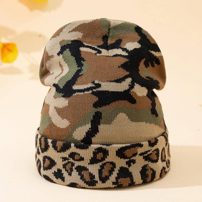 Camo Leopard Pattern Fashion Outdoor Autumn And Winter Warm Printing Women's Hat