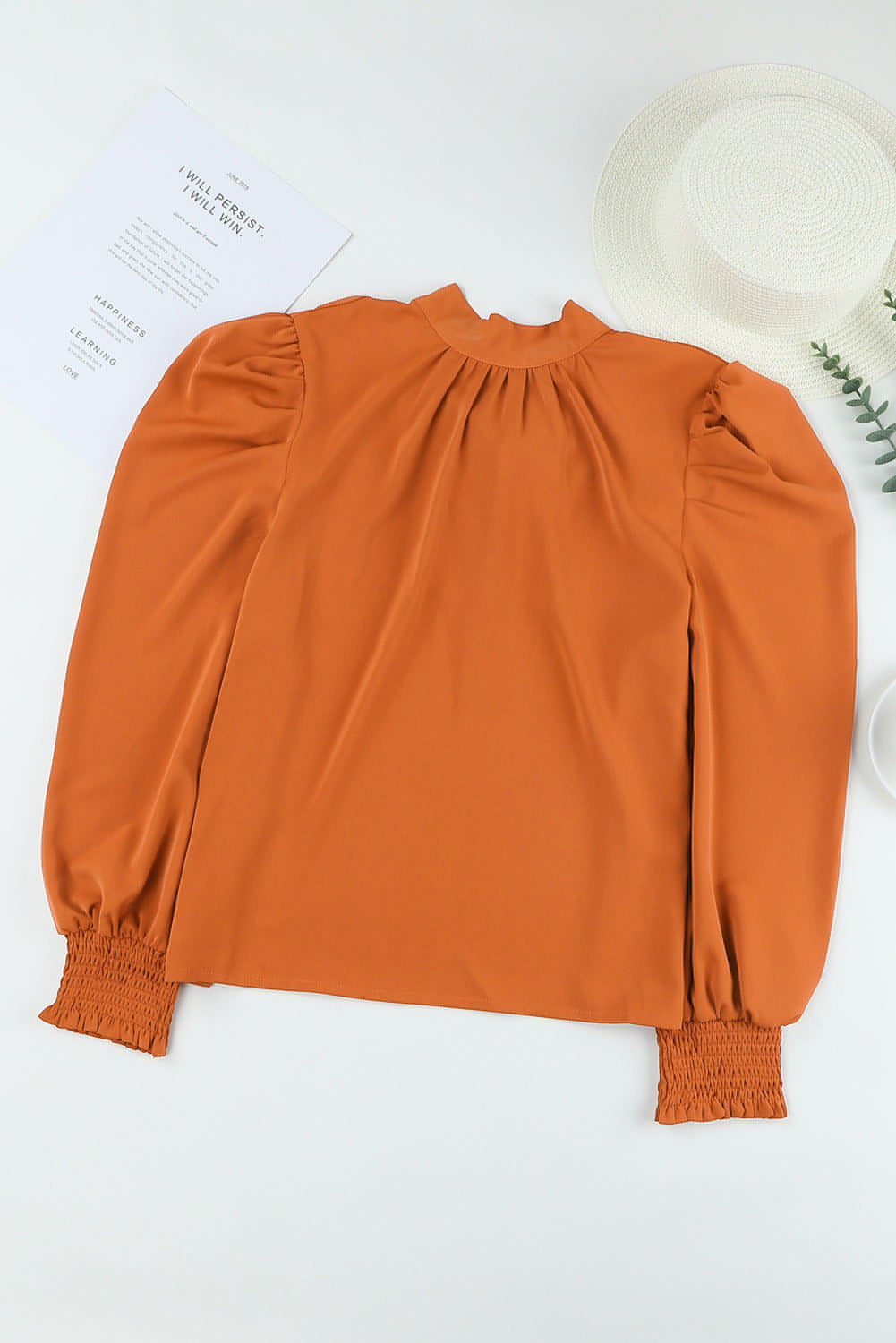 Orange lange Blasenhülle Scheinhals Chiffon Bluse