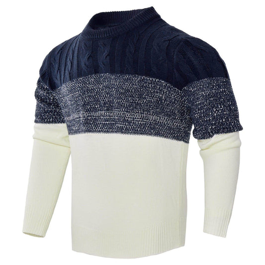 Lässiger Pullover mit Farbblockdesign und langen Ärmeln im Zopfmuster für Herren