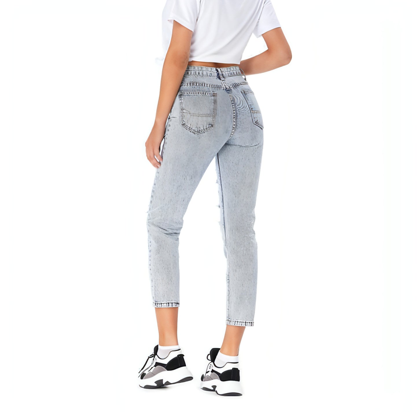 Jeans Damen Zerrissen Frühling Lässige Lockere Jeans