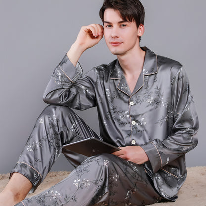 Men's Pajamas Silk Spring Long Sleeve Home Wear