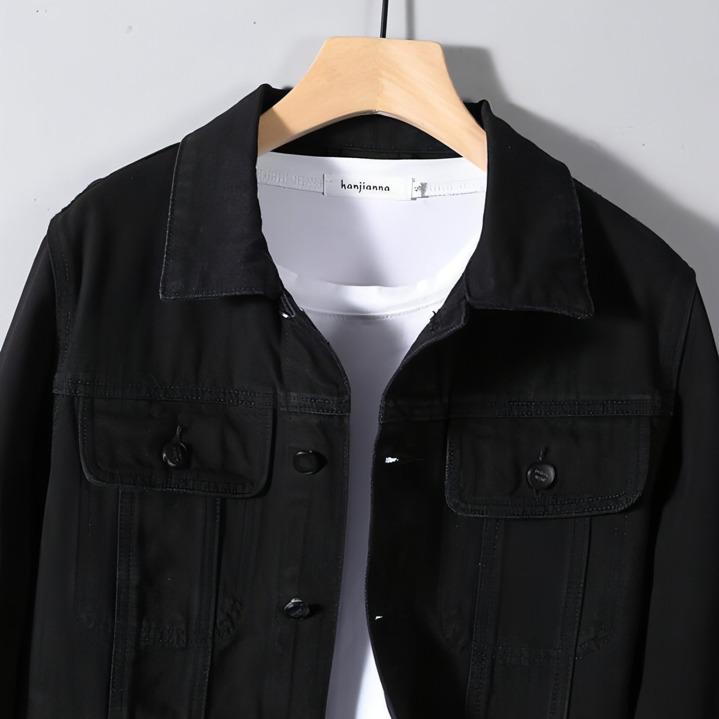 Men's Year Denim Clothes Black DressShirt