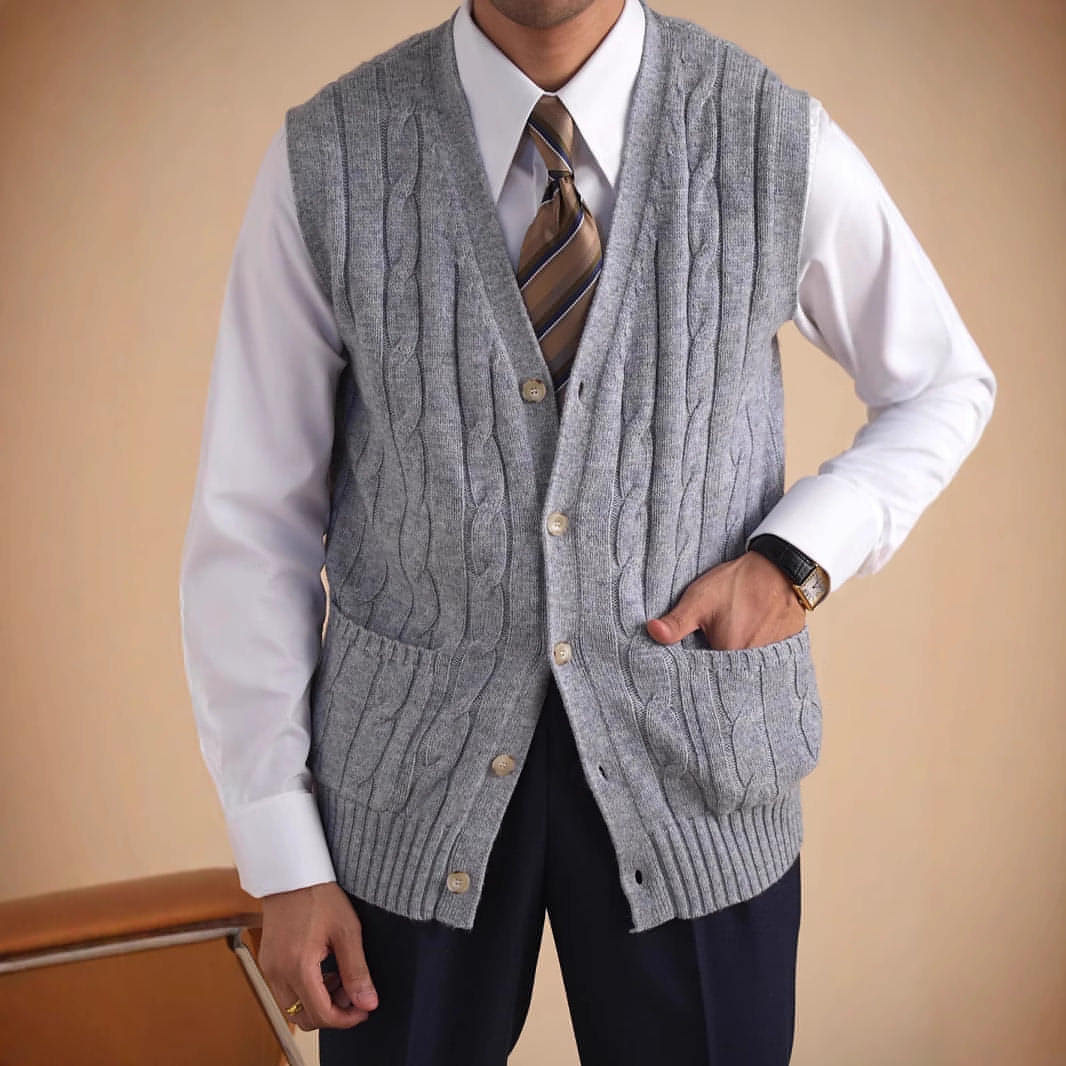 Aoyang Woolen Vest Sweater de outono e inverno masculinos