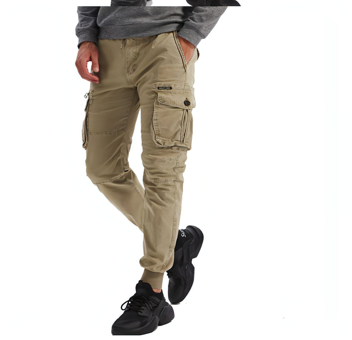 Pantalones casuales holgados con múltiples bolsillos y corte ajustado para trabajo de primavera para hombre