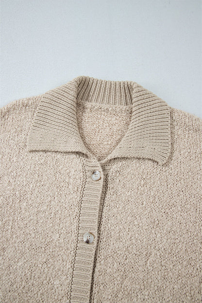 Jet Stream Collared Drop Shoulder -knapp upp Cardigan med fickan